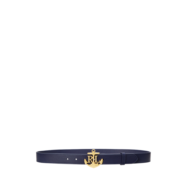 Ceinture fine en cuir avec logo à ancre - Lauren - Modalova