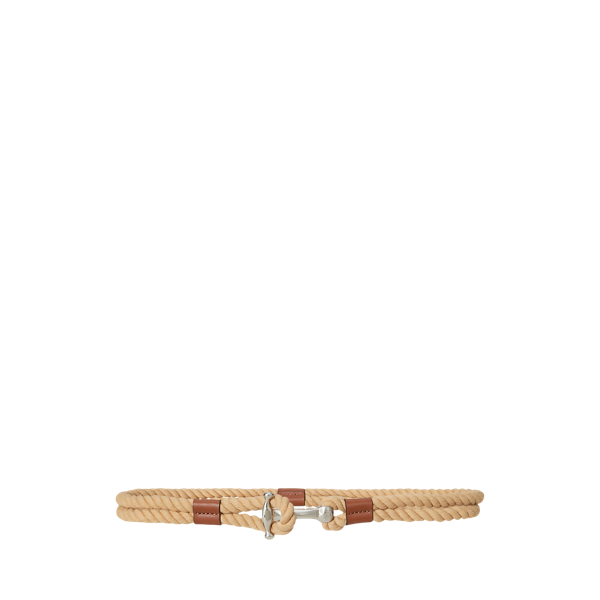 Ralph Lauren Rope Anchor-toggle Skinny Belt In Natural/tan/palladium