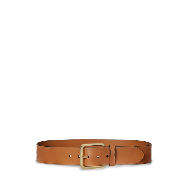 Ralph Lauren Vachetta Leather Wide Belt In Brown