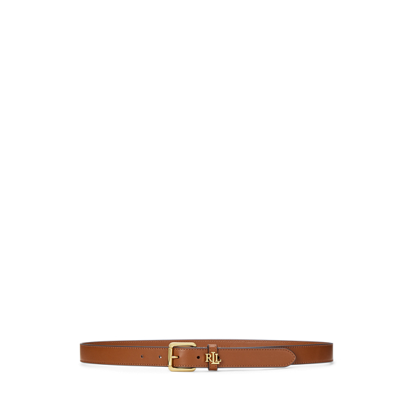 Ceinture fine passant à logo en cuir - Lauren - Modalova