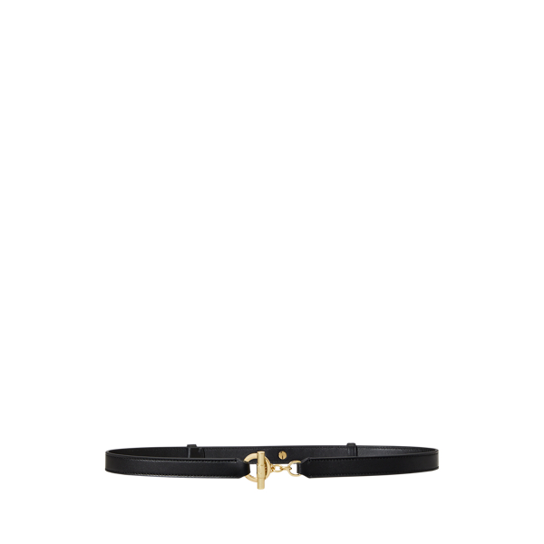 Ralph Lauren Leather Toggle Skinny Belt In Black