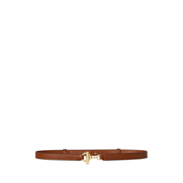 Ralph Lauren Leather Toggle Skinny Belt In Brown