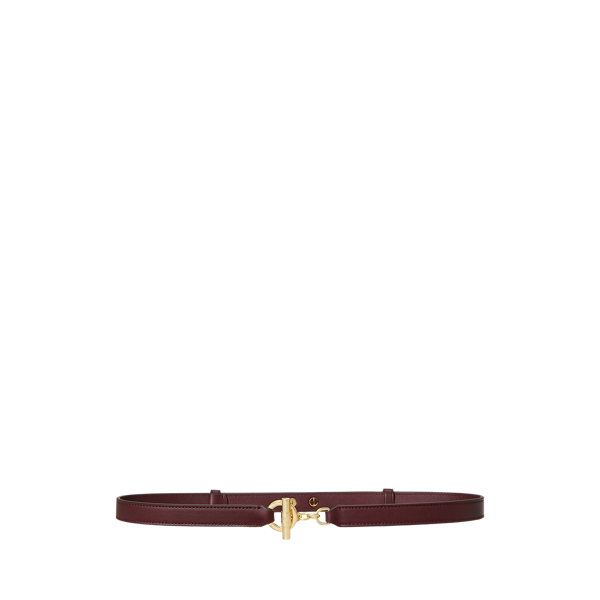 Ralph Lauren Leather Toggle Skinny Belt In Brown