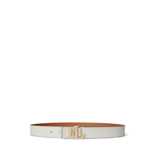 Ralph Lauren Logo Reversible Pebbled Leather Belt In Neutral