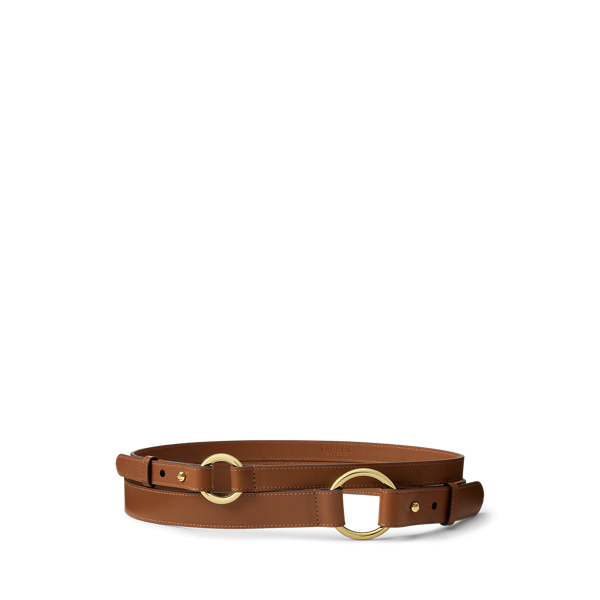 Ralph Lauren Leather O-ring Stacked Wide Belt In Lauren Tan/pb
