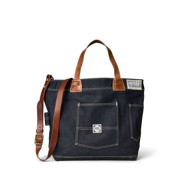 Cabas en denim indigo bordé de cuir - RRL - Modalova
