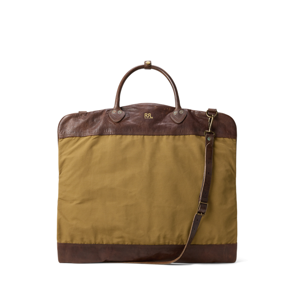 Leather-Trim Oilcloth Garment Bag
