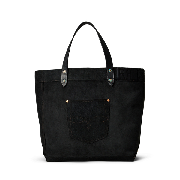 Double Rl Ralph Lauren Limited-edition Roughout Suede Tote In Black