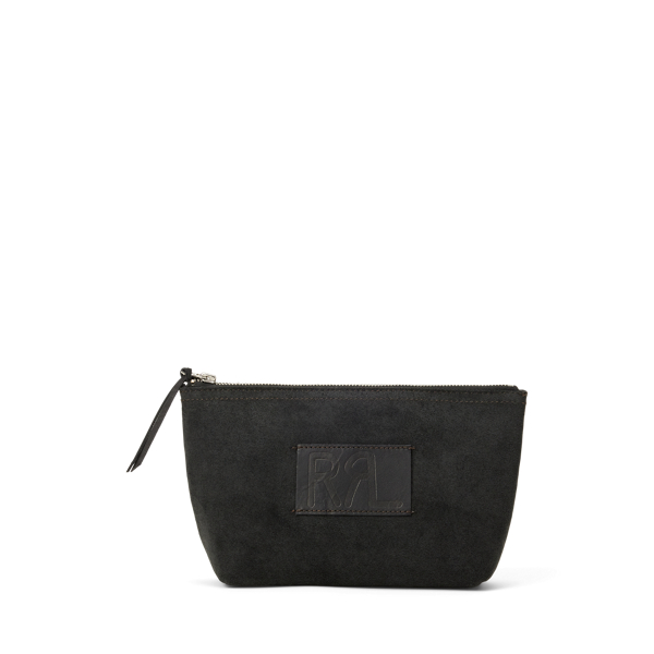 Double Rl Ralph Lauren Limited-edition Roughout Suede Pouch In Black