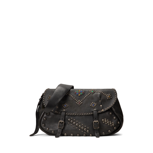 Studded Leather Saddle Bag