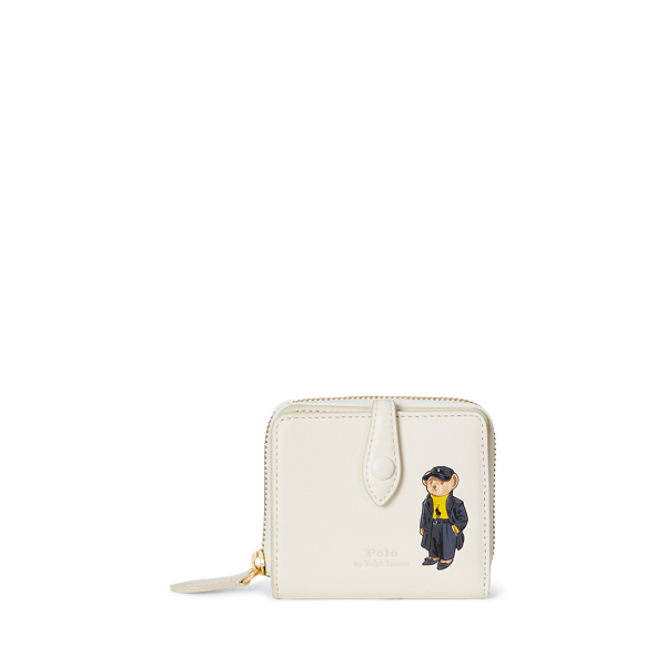 Ralph Lauren Polo Bear Leather Compact Wallet In White