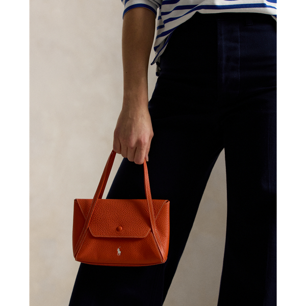 Polo Ralph Lauren Polo Play Leather Mini Envelope Bag In Sunset Orange