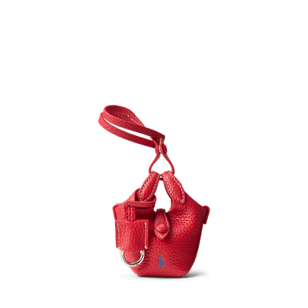 Ralph Lauren Polo Play Leather Bag Charm In Cherry In Red