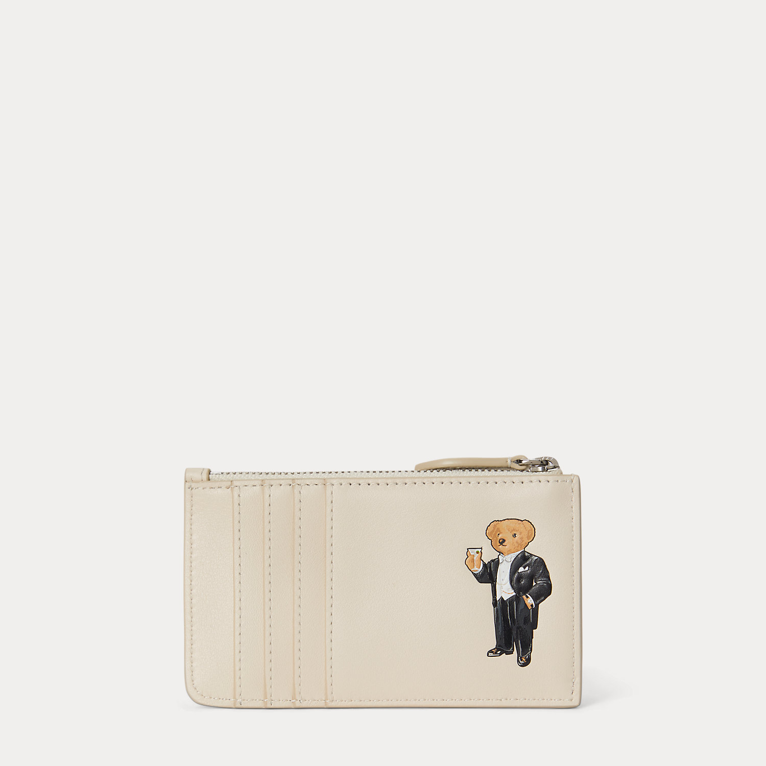 Polo Bear Leather Zip Card Case