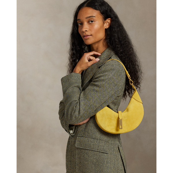 Ralph Lauren Polo Id Suede Mini Shoulder Bag In Yellow