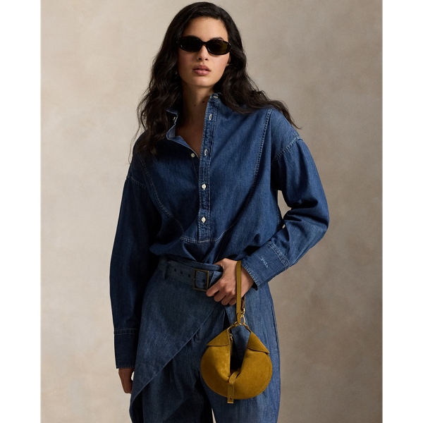 Ralph Lauren Polo Id Suede Mini Shoulder Bag In Green