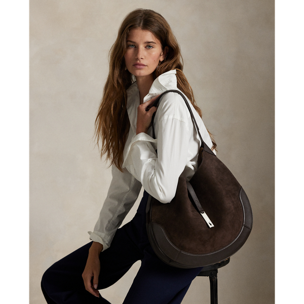 Grand sac Shoulder Polo ID en daim - Polo Ralph Lauren - Modalova