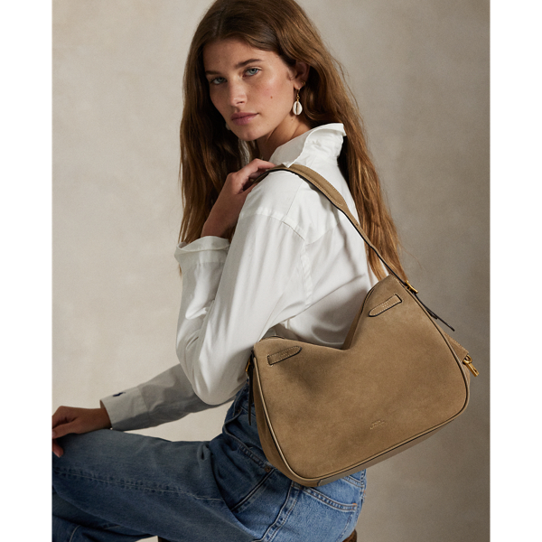 Sac sacoche Polo ID en daim - Polo Ralph Lauren - Modalova