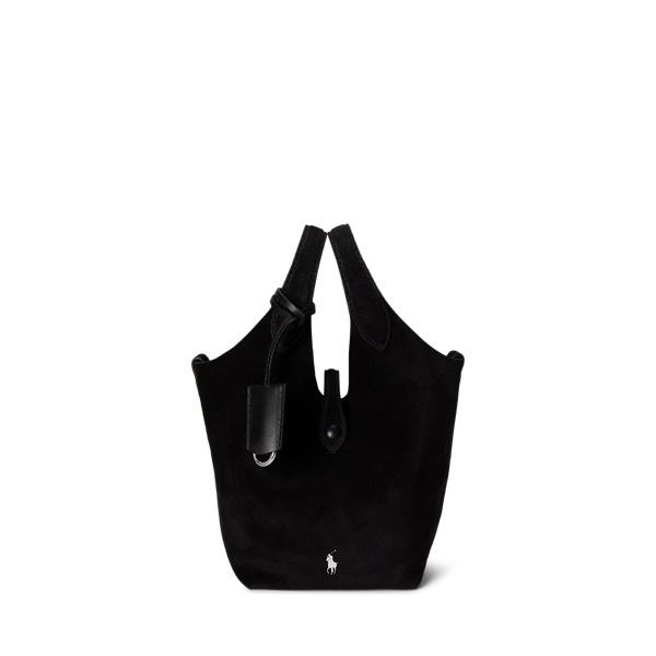 Ralph Lauren Polo Play Suede Small Tote & Crossbody In Black