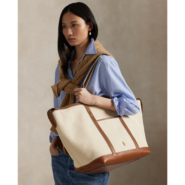 Ralph Lauren Leather-trim Canvas Large Shopper Tote