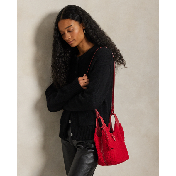 Ralph Lauren Polo Play Shearling Tote & Crossbody In Red