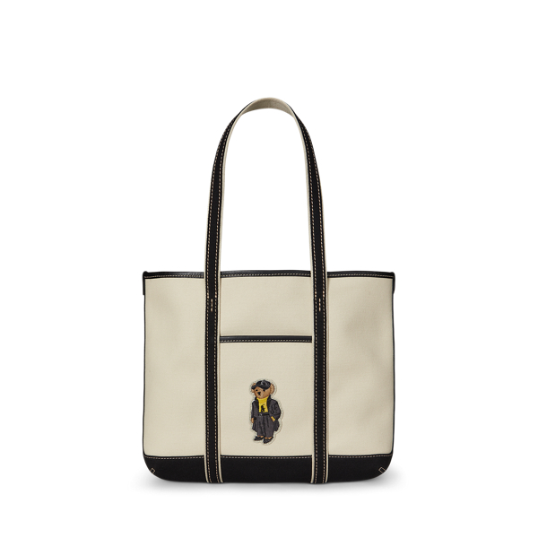 Ralph Lauren Polo Bear Canvas Small Shopper Tote In Multi