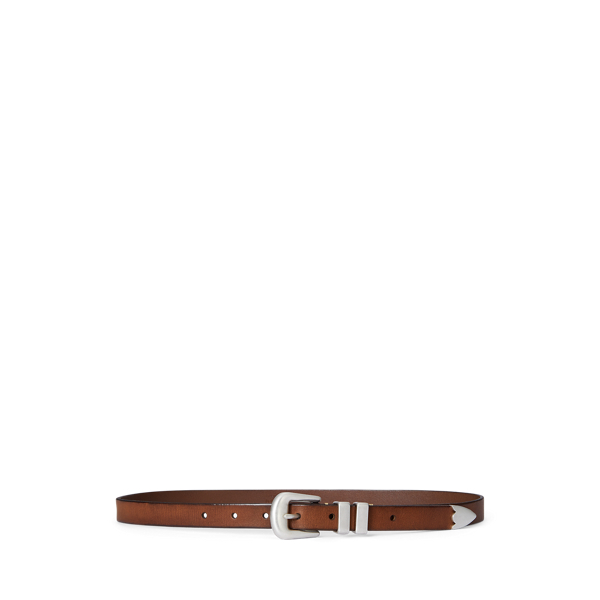 Ceinture western en cuir vieilli - Polo Ralph Lauren - Modalova