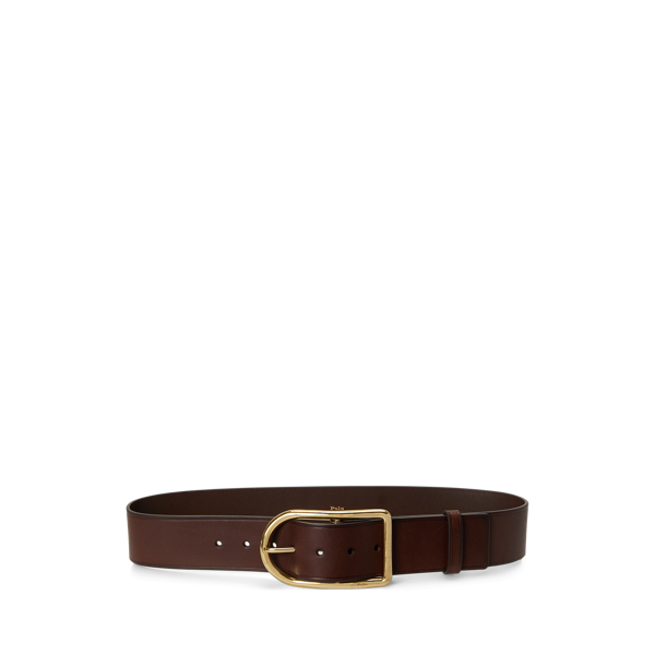 Ralph Lauren Curved-buckle Leather Belt In Brown