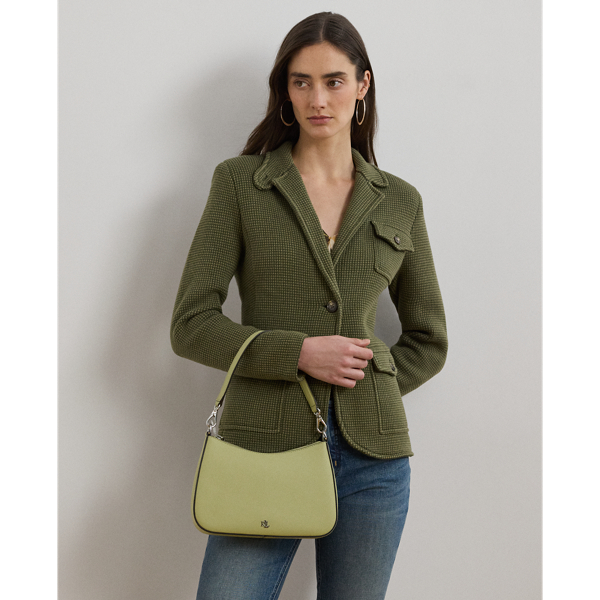 Ralph Lauren Crosshatch Leather Medium Danni Bag In Light Olive