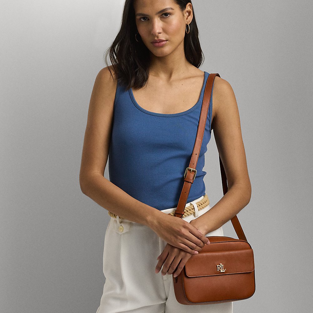Lauren Ralph Lauren Leather Medium Marcy Camera Bag In Brown