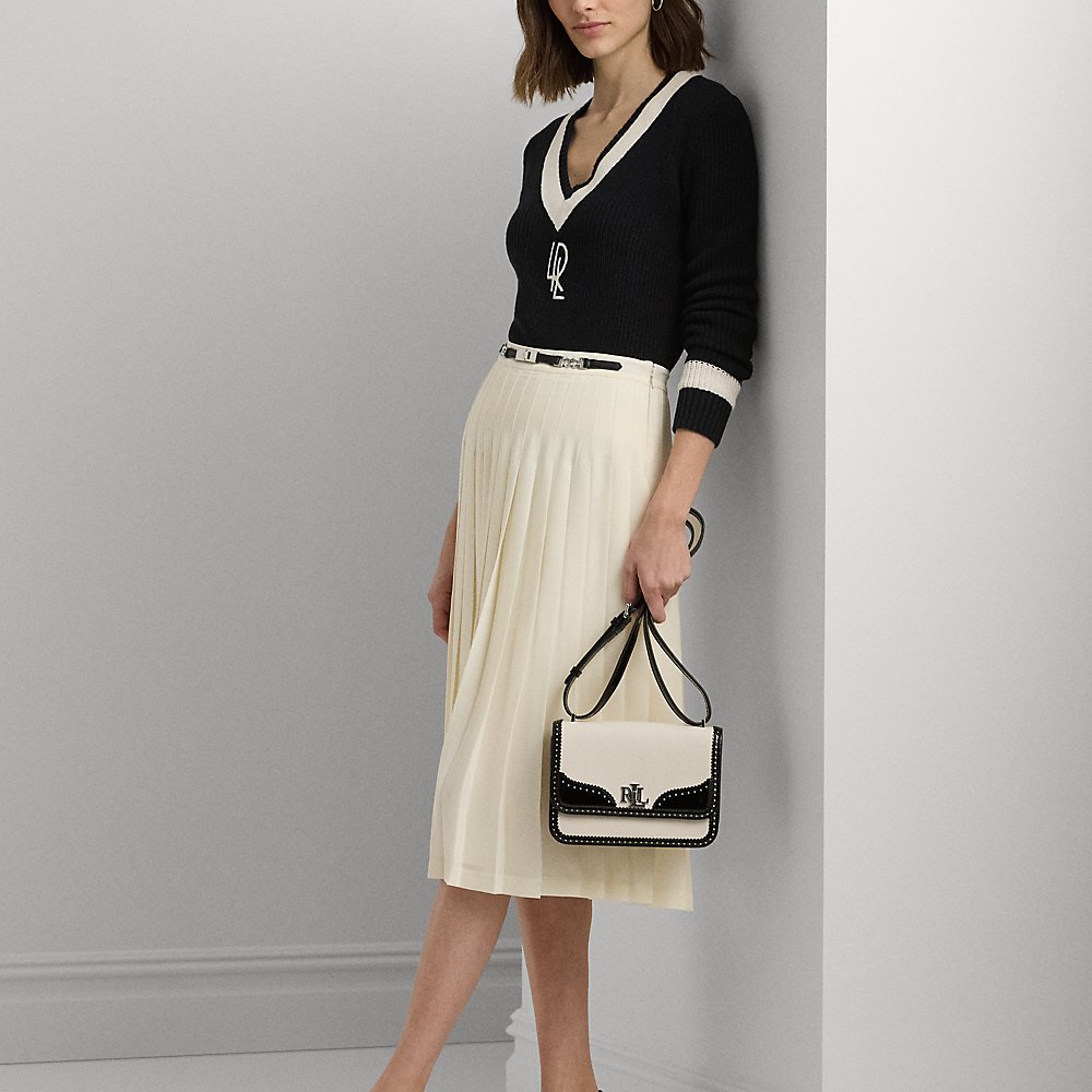 Lauren Ralph Lauren Patent-leather-trim Medium Sophee Bag In White