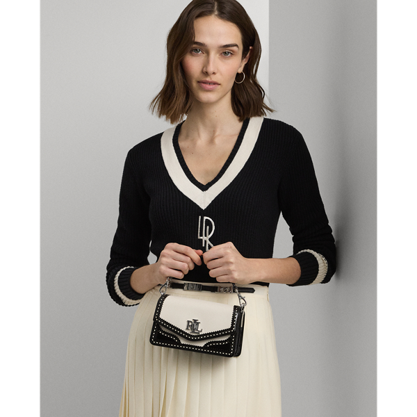 Lauren Ralph Lauren Perforated Small Tayler Crossbody Bag In Soft White/black