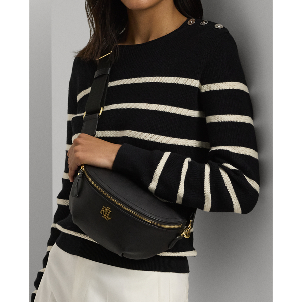 Shop Lauren Ralph Lauren Leather Marcy Belt Bag In Black