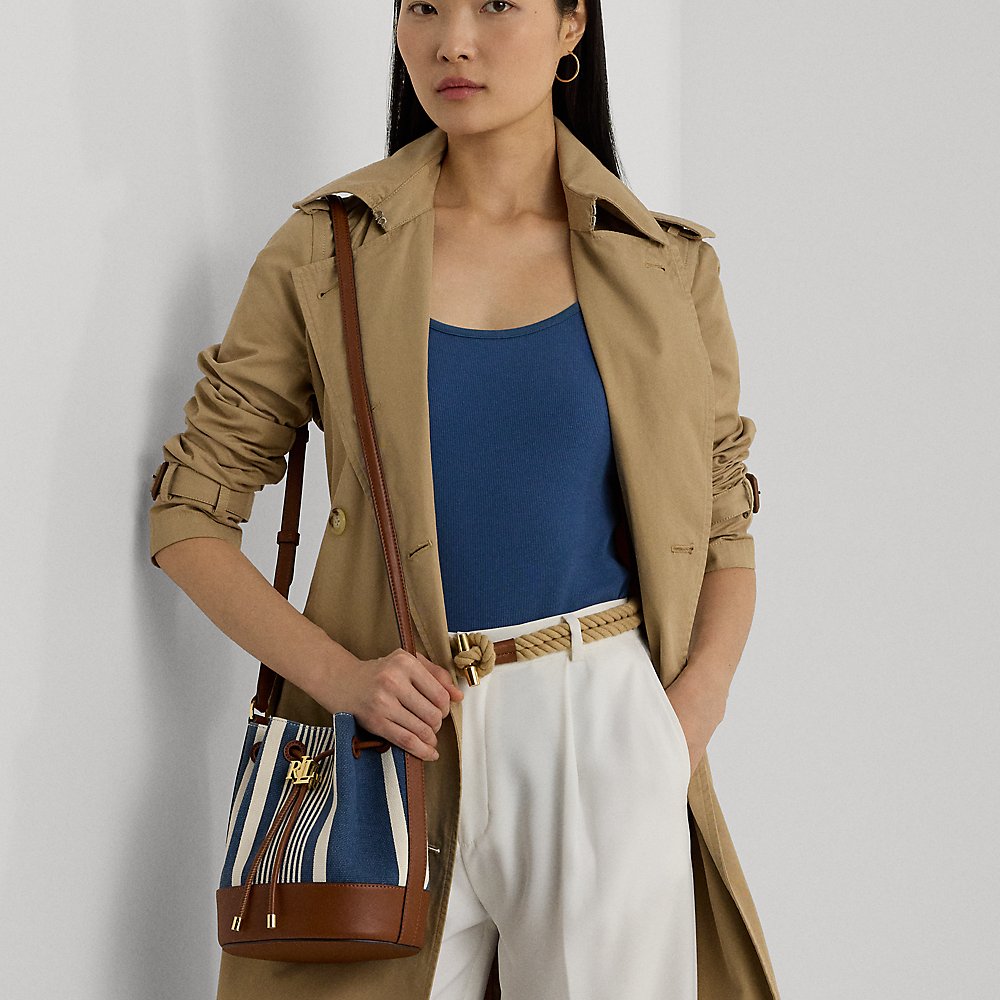 Lauren Ralph Lauren Striped Medium Andie Drawstring Bag In Blue