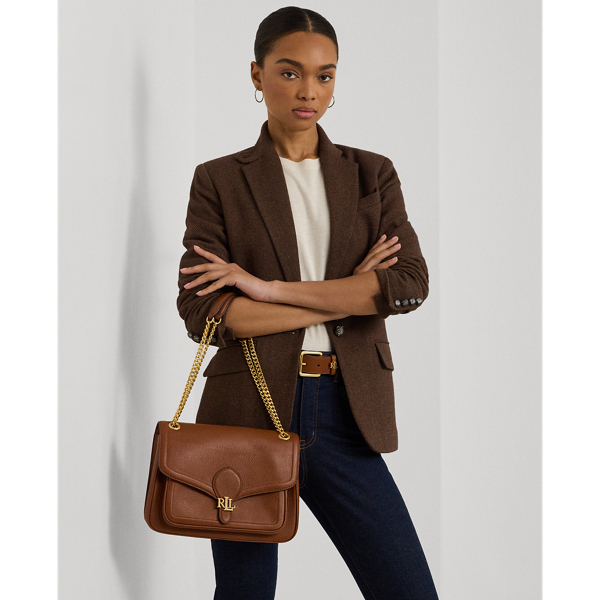 Shop Lauren Ralph Lauren Pebbled Medium Bradley Convertible Bag In Lauren Tan