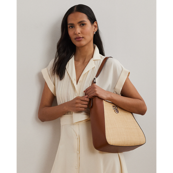 Grand sac porté épaule Tanner en raphia - Lauren - Modalova