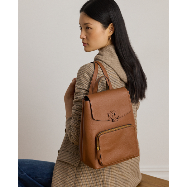 Ralph Lauren Pebbled Leather Medium Cameryn Backpack In Brown