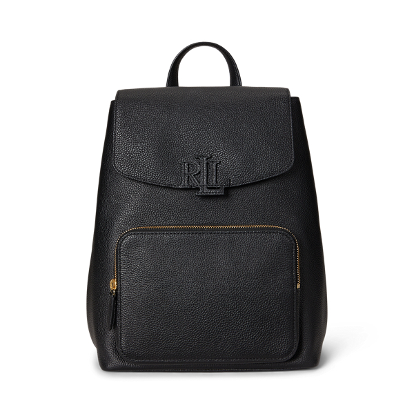 Ralph Lauren Pebbled Leather Medium Cameryn Backpack In Black