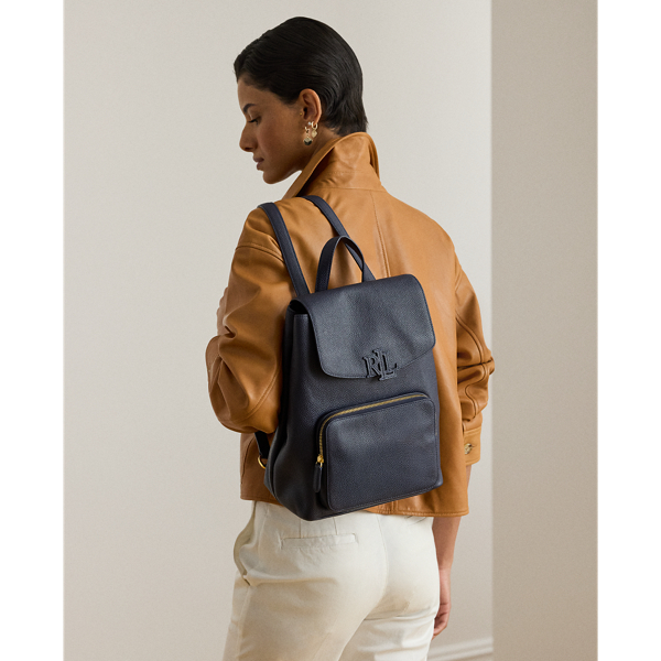 Ralph Lauren Pebbled Leather Medium Cameryn Backpack In Blue