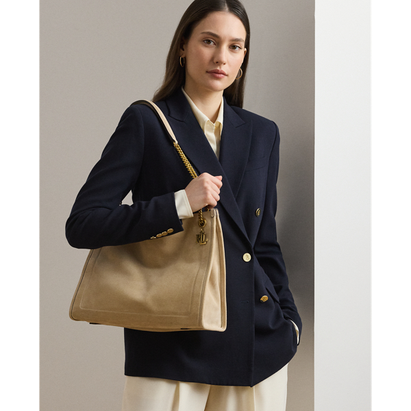 Ralph Lauren Suede Large Bradley Shopper Tote Bag