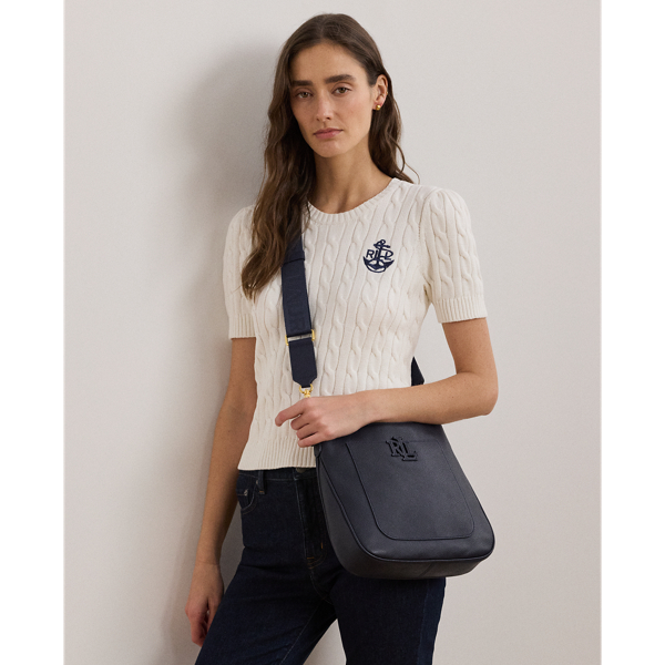 Ralph Lauren Cameryn Pebbled Leather Crossbody In Refined Navy