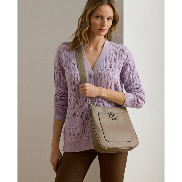 Ralph Lauren Pebbled Leather Large Cameryn Crossbody In Brown