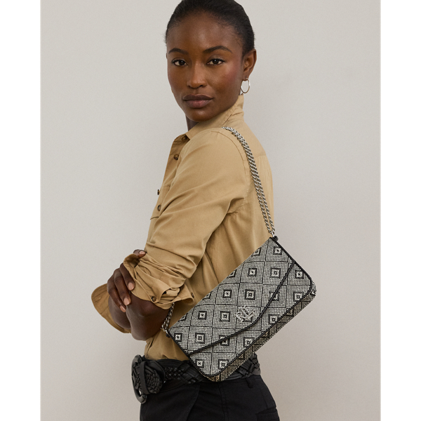 Ralph Lauren Geo-motif Woven Straw Medium Sawyer Bag