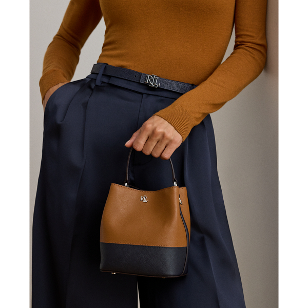 Ralph Lauren Two-tone Leather Small Reese Bucket Bag