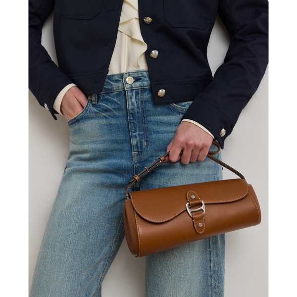 Ralph Lauren Leather Medium Tasha East-west Bag In Brown