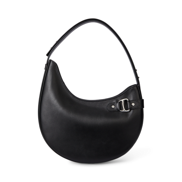Ralph Lauren Leather Large Tasha Shoulder Bag In Black