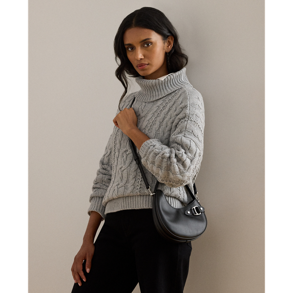 Ralph Lauren Leather Small Tasha Crossbody Bag In Black