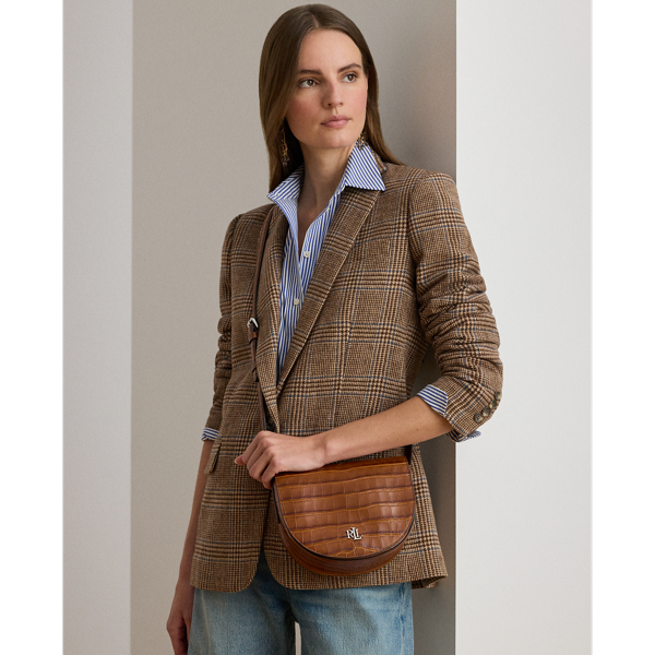 Ralph Lauren Croc-embossed Medium Witley Crossbody In Brown