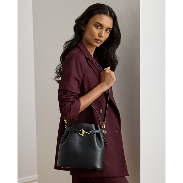Ralph Lauren Leather Medium Blaike Bucket Bag In Black
