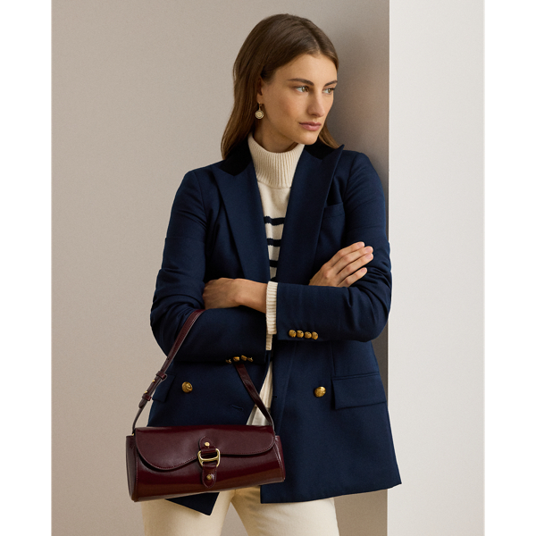 Ralph Lauren Patent Medium Tasha East-west Bag In Burgundy